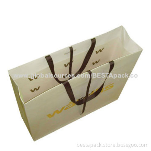 Luxury Paper Bag with Ribbon Handle, Matte Lamination Finish